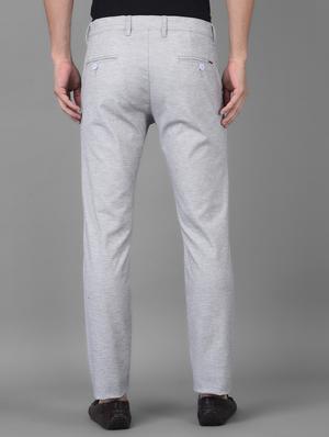 grey solid casual trouser - 18434959 - Standard Image - 3