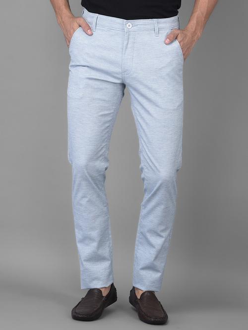 light blue printed casual trouser - 18434960 - Standard Image - 1