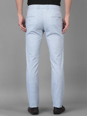 light blue printed casual trouser - 18434960 - Standard Image - 3