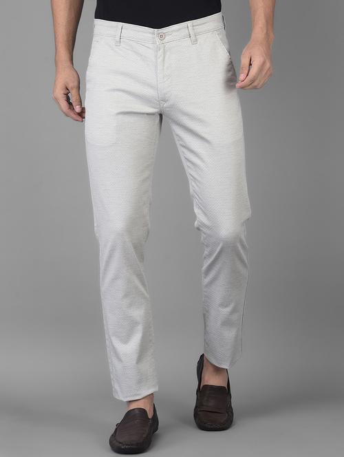 white solid casual trouser - 18434971 - Standard Image - 1
