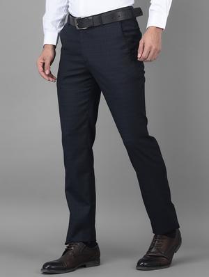 navy blue checkered formal trouser - 18434980 - Standard Image - 2