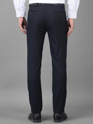 navy blue checkered formal trouser - 18434980 - Standard Image - 3