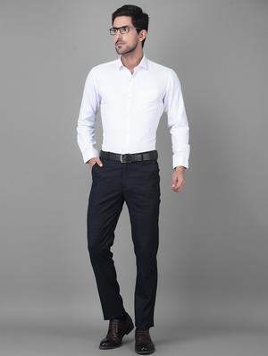 navy blue checkered formal trouser - 18434980 - Standard Image - 4