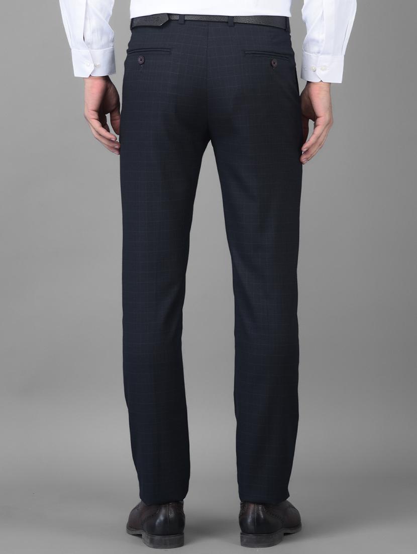 navy blue checkered formal trouser - 18434980 - Zoom Image - 3
