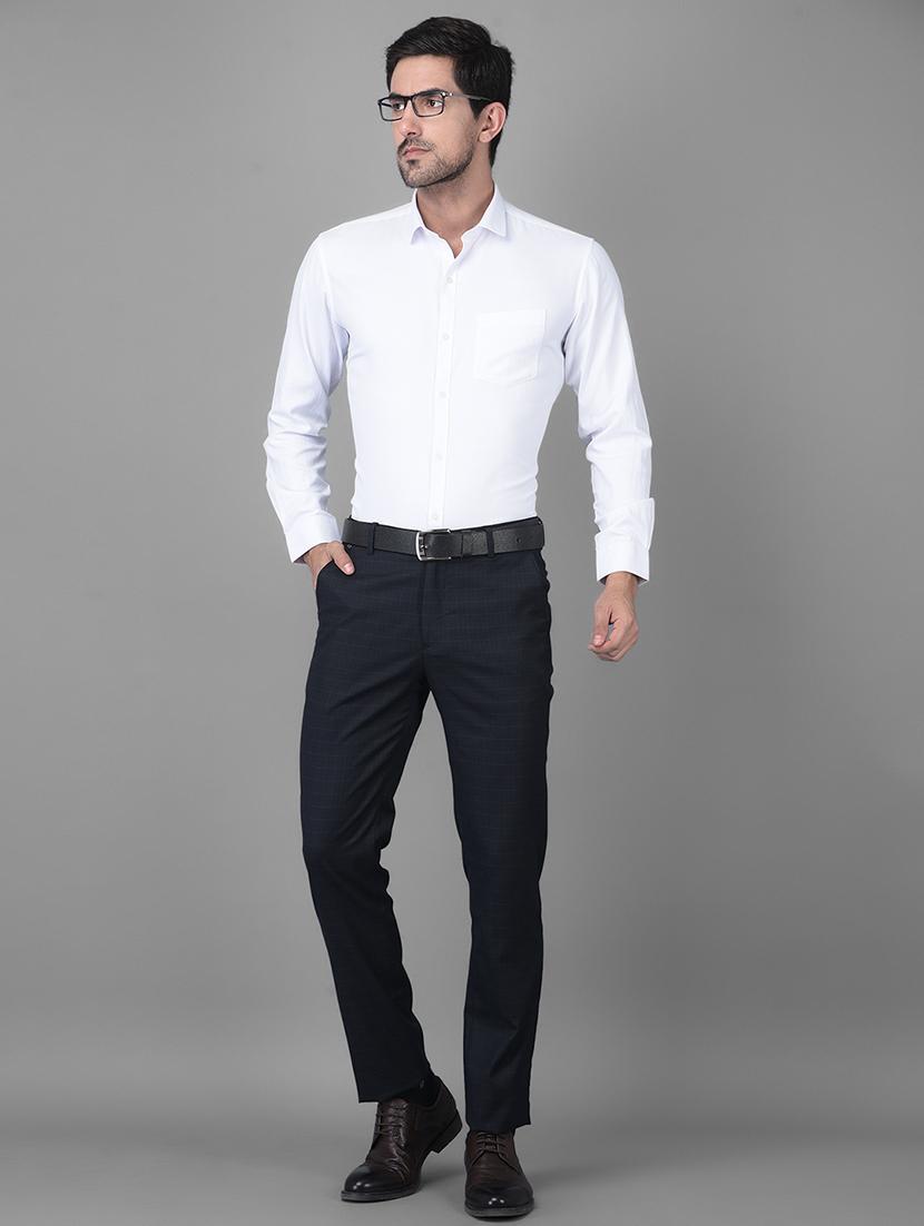 navy blue checkered formal trouser - 18434980 - Zoom Image - 4