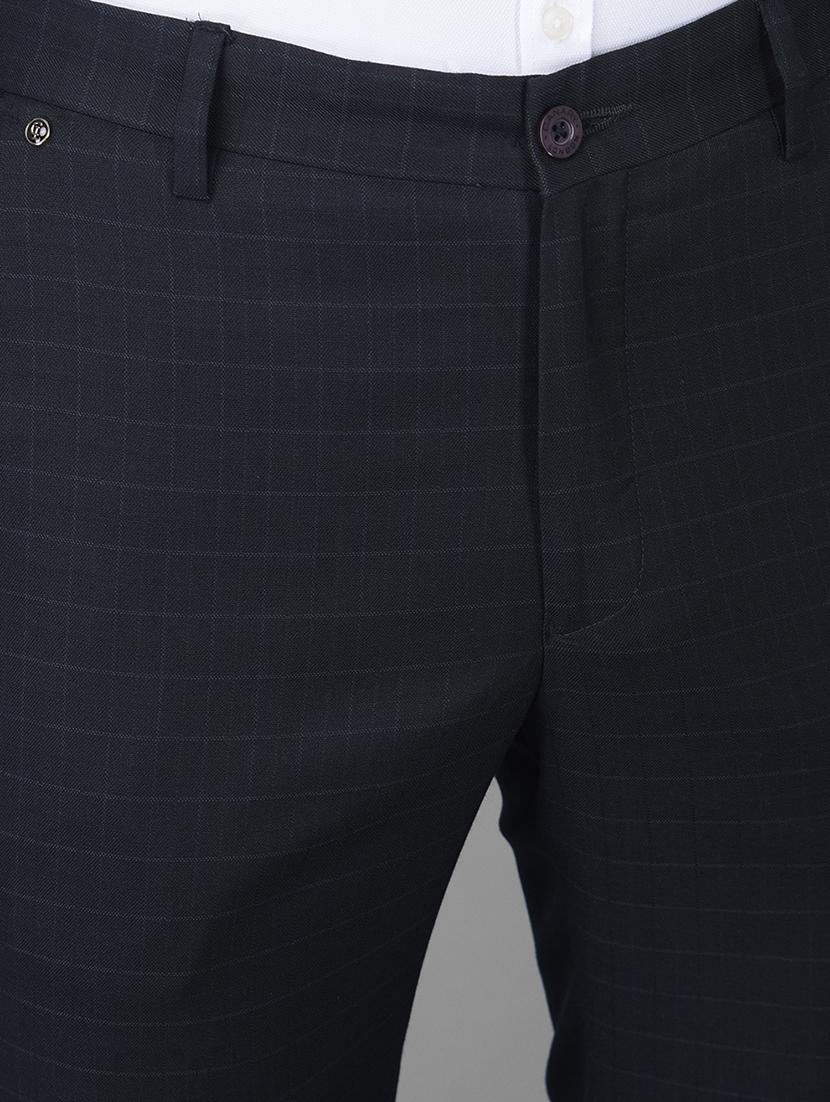 navy blue checkered formal trouser - 18434980 - Zoom Image - 5