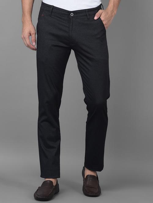 black solid casual trouser - 18434999 - Standard Image - 1