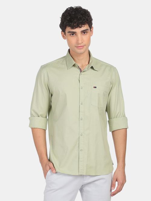 pista green cotton casual shirt - 18435032 - Standard Image - 1