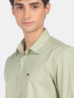 pista green cotton casual shirt - 18435032 - Standard Image - 2