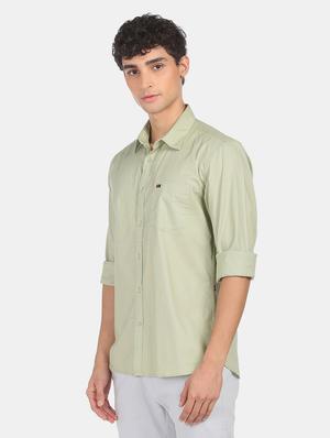 pista green cotton casual shirt - 18435032 - Standard Image - 3