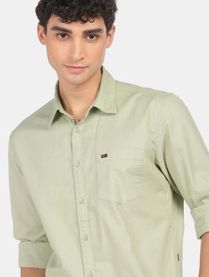 pista green cotton casual shirt - 18435032 - Standard Image - 5