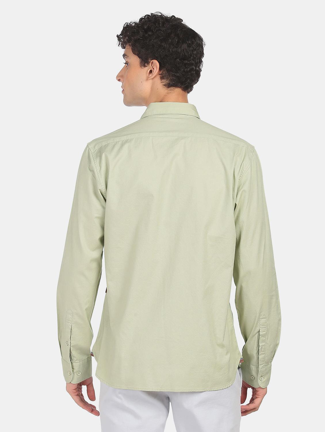 pista green cotton casual shirt - 18435032 - Zoom Image - 4