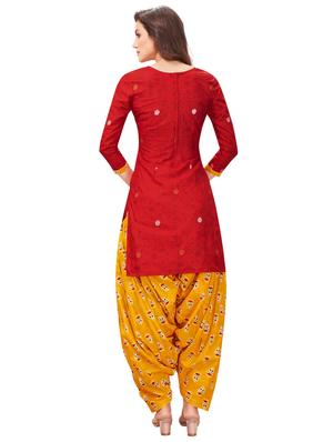 red salwar unstitched suit - 18435129 - Standard Image - 3