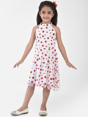 girls white polka dot flared frock - 18435139 - Standard Image - 3