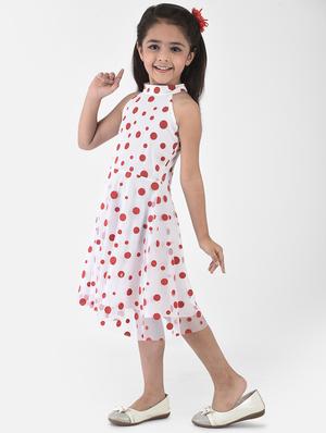 girls white polka dot flared frock - 18435139 - Standard Image - 4