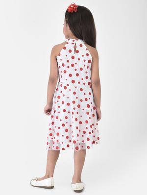 girls white polka dot flared frock - 18435139 - Standard Image - 5