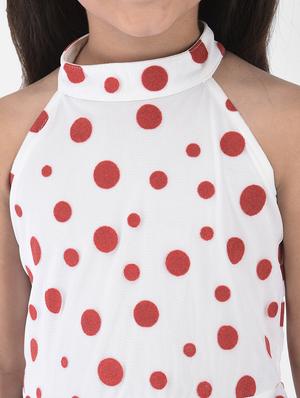 girls white polka dot flared frock - 18435139 - Standard Image - 6