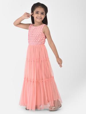 girls peach tiered maxi dress - 18435150 - Standard Image - 3