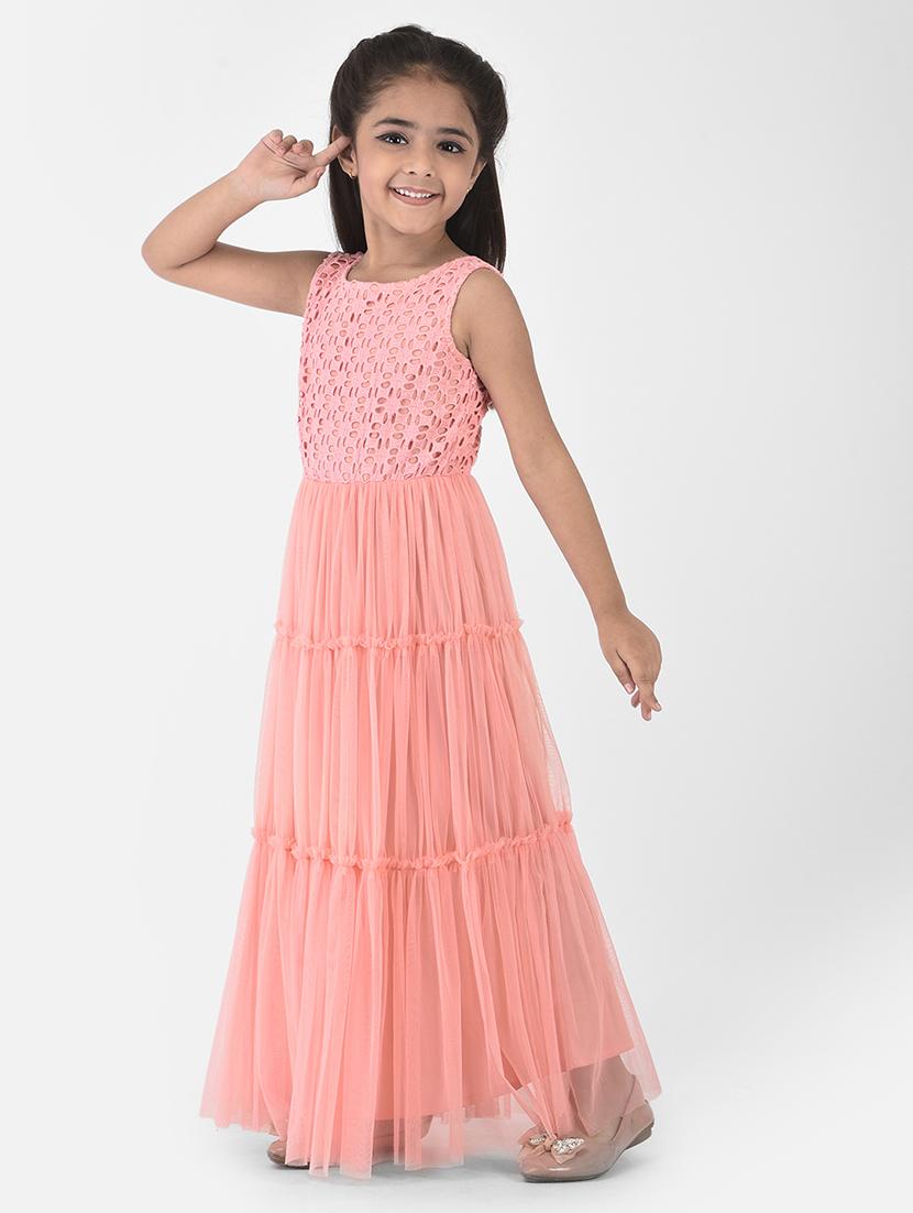 girls peach tiered maxi dress - 18435150 - Zoom Image - 3