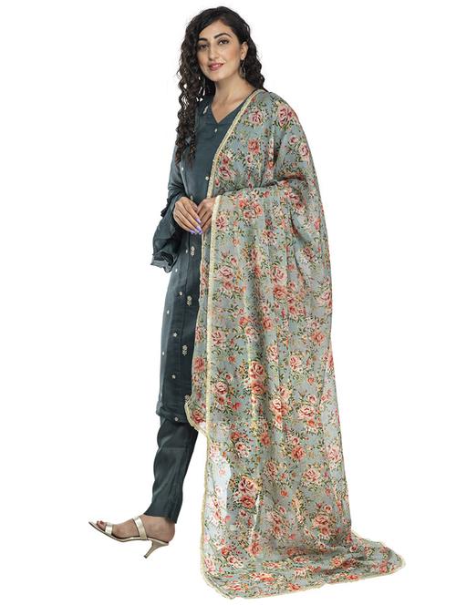 multi colored silk blend printed dupatta - 18436214 - Very Small Image - 1