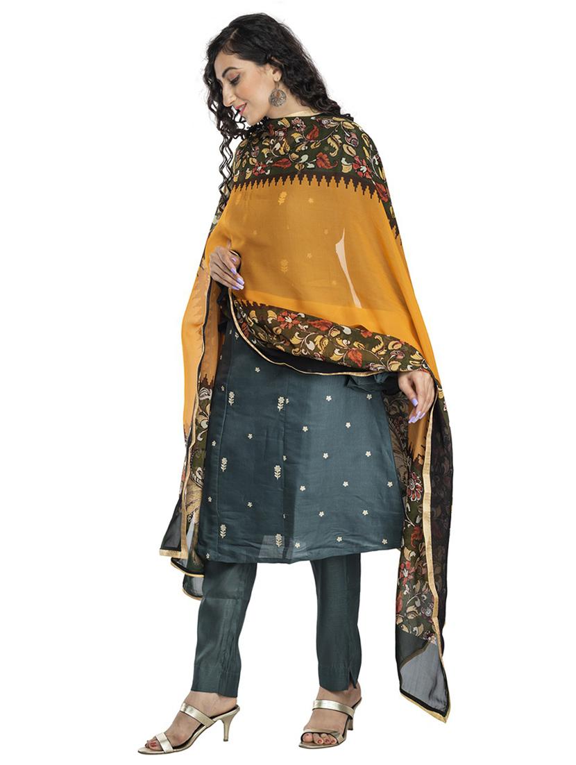 mustard printed dupatta - 18436225 - Zoom Image - 2