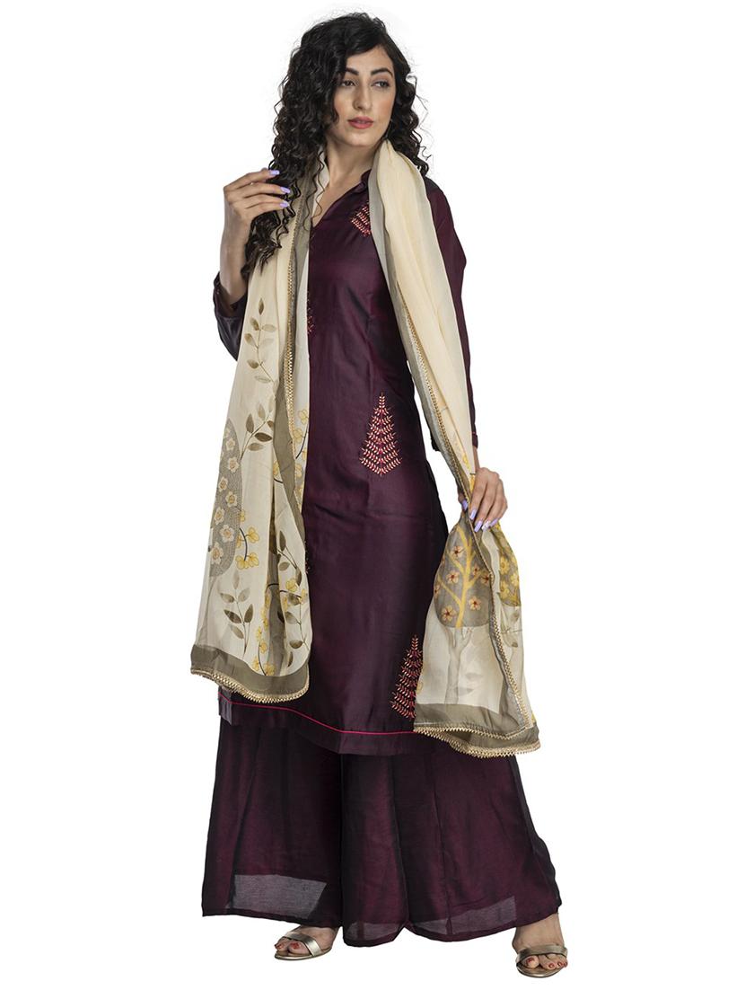 beige silk blend printed dupatta - 18436226 - Zoom Image - 2