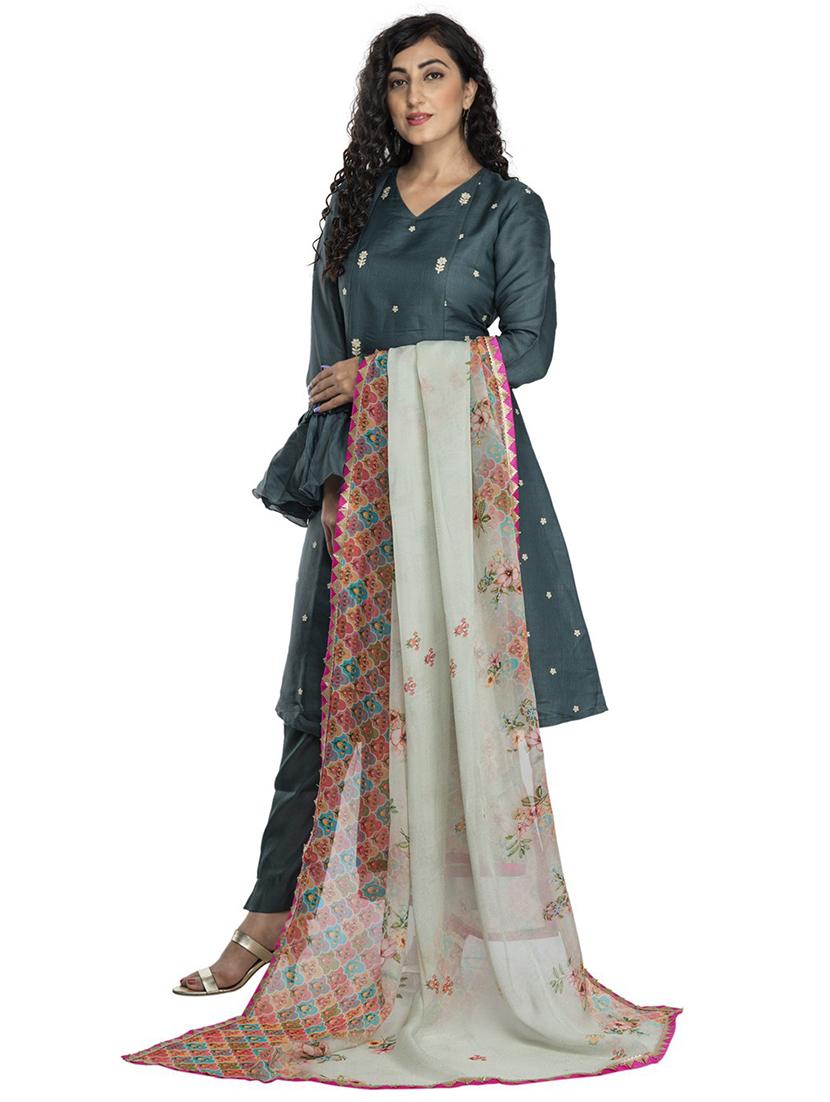 multi colored silk blend printed dupatta - 18436228 - Zoom Image - 2