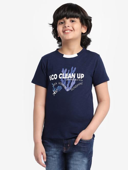 navy blue typography t-shirt - 18436295 - Standard Image - 1