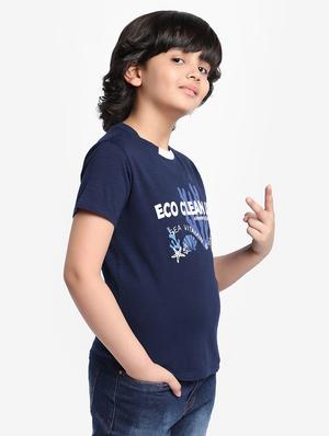 navy blue typography t-shirt - 18436295 - Standard Image - 2