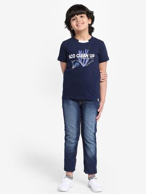 navy blue typography t-shirt - 18436295 - Standard Image - 4