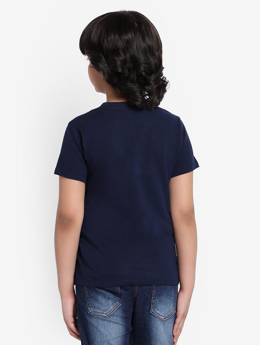 navy blue typography t-shirt - 18436295 - Zoom Image - 3