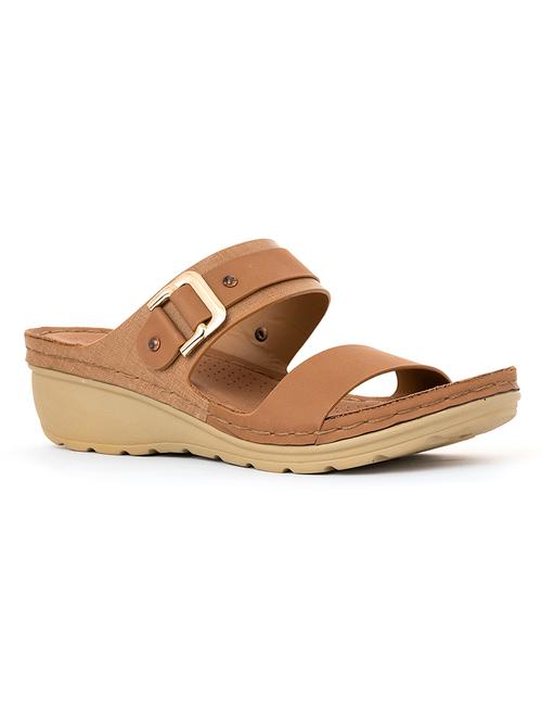 women tan slip on wedge - 18436577 - Standard Image - 1