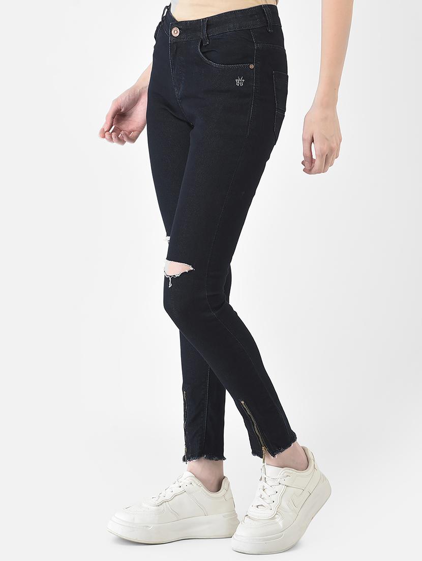 mid rise knee slit denim jean - 18436603 - Zoom Image - 2