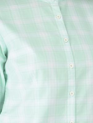 three-quarter sleeved checkered regular shirt - 18436613 - Standard Image - 5