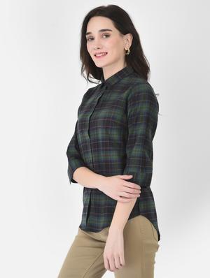 three-quarter sleeved checkered regular shirt - 18436624 - Standard Image - 2
