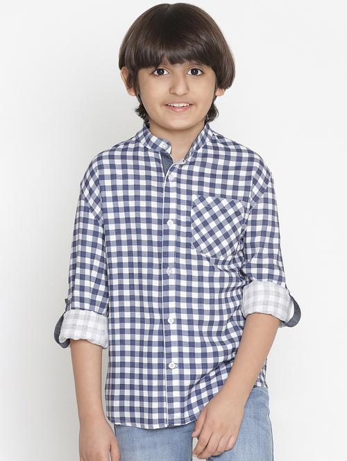 navy blue checkered shirt - 18436674 - Standard Image - 1