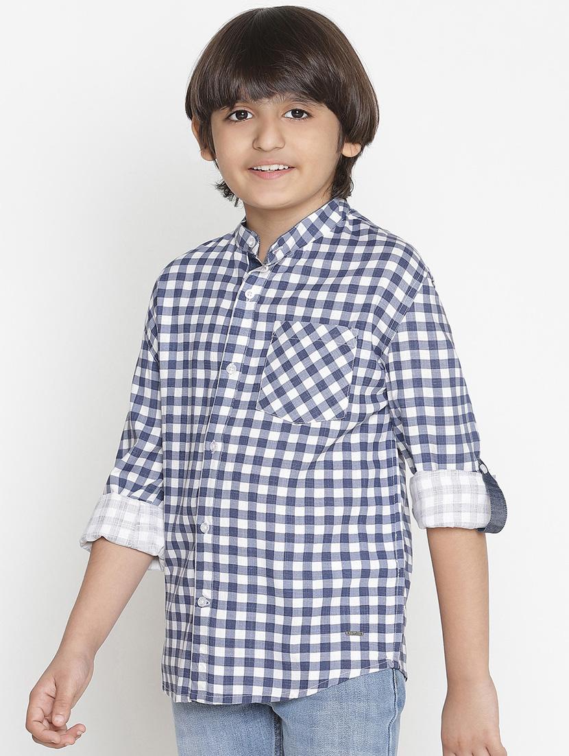 navy blue checkered shirt - 18436674 - Zoom Image - 2