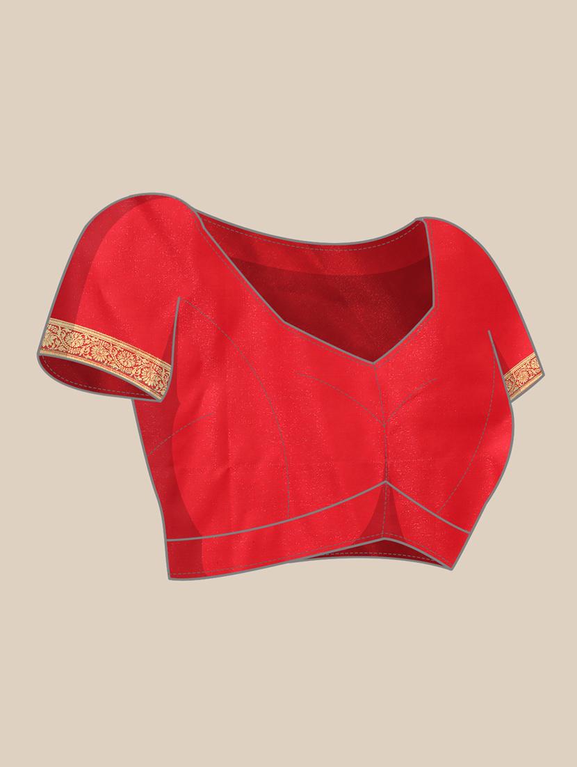 golden zari work woven saree with blouse - 18436694 - Zoom Image - 4