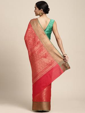 golden zari work woven saree with blouse - 18436706 - Standard Image - 2