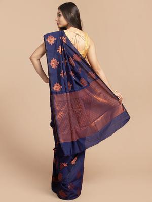 zari work woven saree with blouse - 18436724 - Standard Image - 2