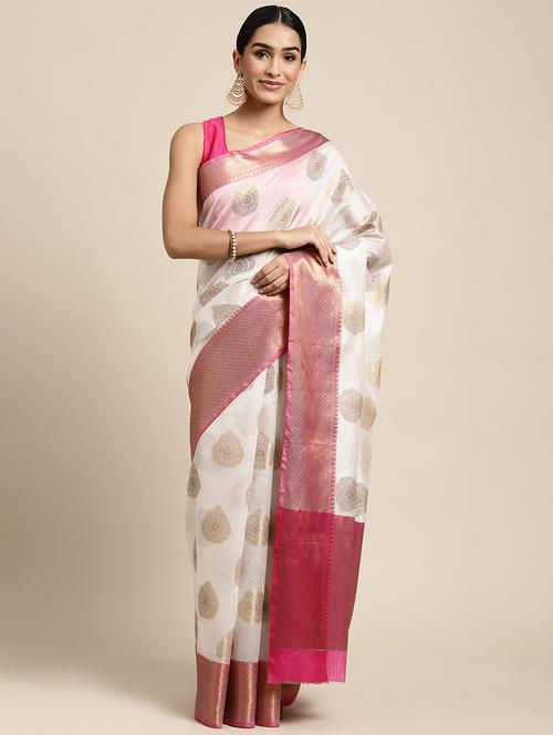 golden zari work woven saree with blouse - 18436764 - Standard Image - 1