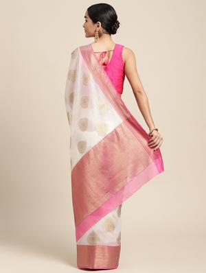 golden zari work woven saree with blouse - 18436764 - Standard Image - 2