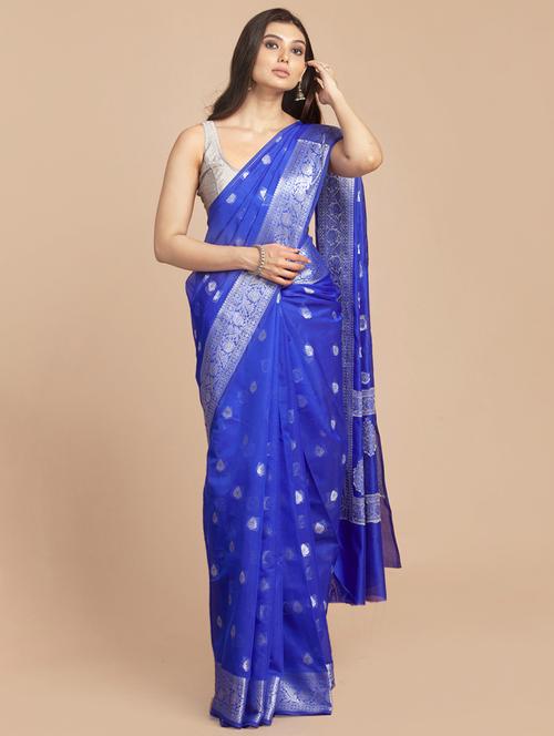 self design zari work woven saree with blouse - 18436776 - Standard Image - 1