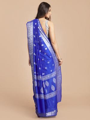 self design zari work woven saree with blouse - 18436776 - Standard Image - 2