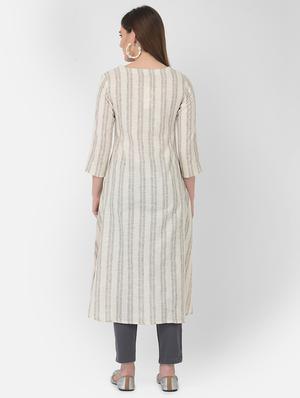 striped high low kurta - 18437102 - Standard Image - 3