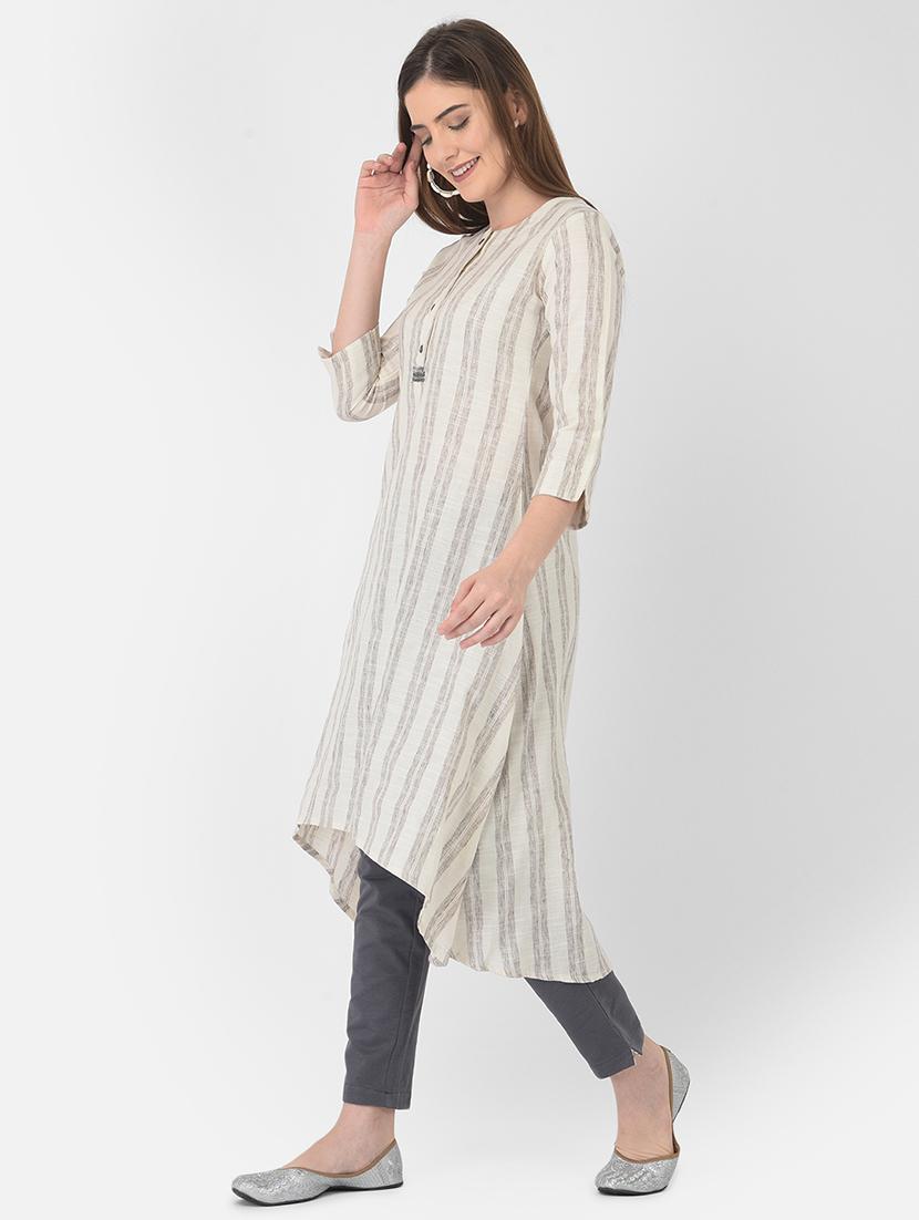 striped high low kurta - 18437102 - Zoom Image - 2