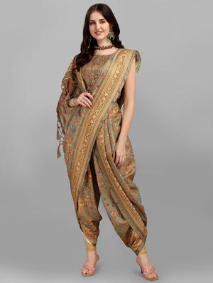 floral printed saree with blouse - 18437207 - Standard Image - 2