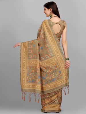 floral printed saree with blouse - 18437207 - Standard Image - 5