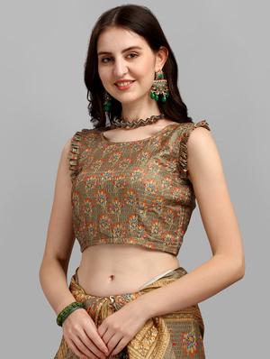 floral printed saree with blouse - 18437207 - Standard Image - 6