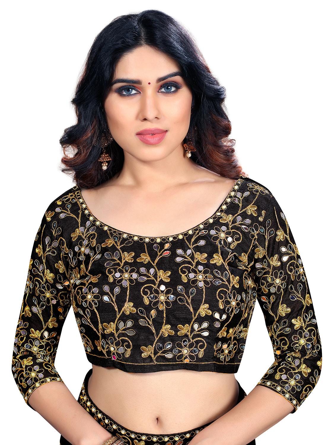 plain lace bordered saree with blouse - 18437249 - Zoom Image - 3